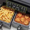 Ariete 4623 Airy Fryer Dual, oro gruzdintuvė su dviem krepšeliais, 1700 W, 8 L talpa, 3 kepimo funkcijos, skaitmeninis LED jutiklinis skydelis, 8 iš anksto nustatytos programos, laikmatis, 2 krepšeliai, juoda