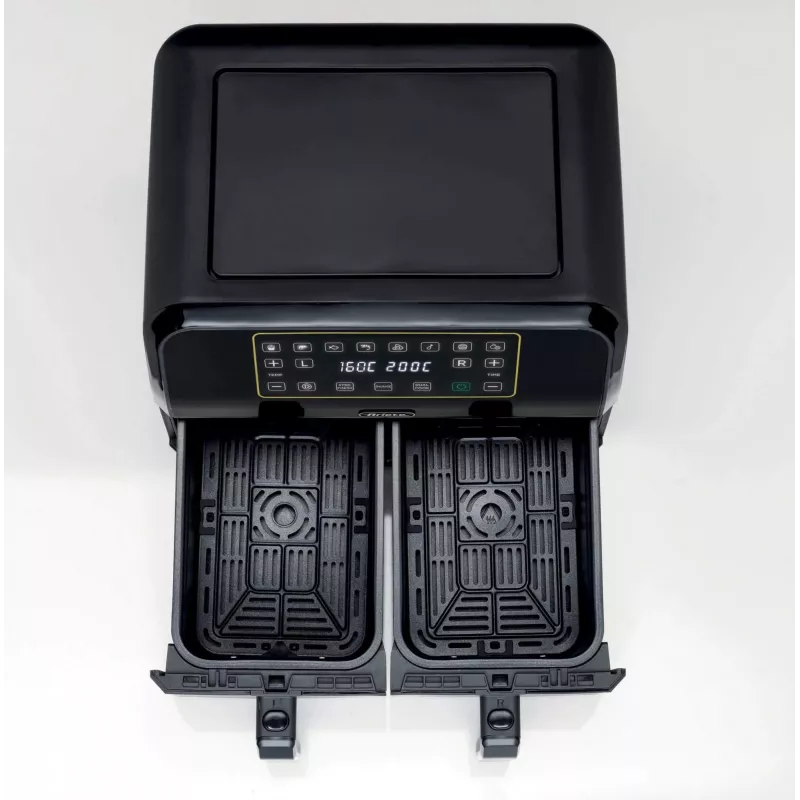 Ariete 4623 Airy Fryer Dual, oro gruzdintuvė su dviem krepšeliais, 1700 W, 8 L talpa, 3 kepimo funkcijos, skaitmeninis LED jutiklinis skydelis, 8 iš anksto nustatytos programos, laikmatis, 2 krepšeliai, juoda