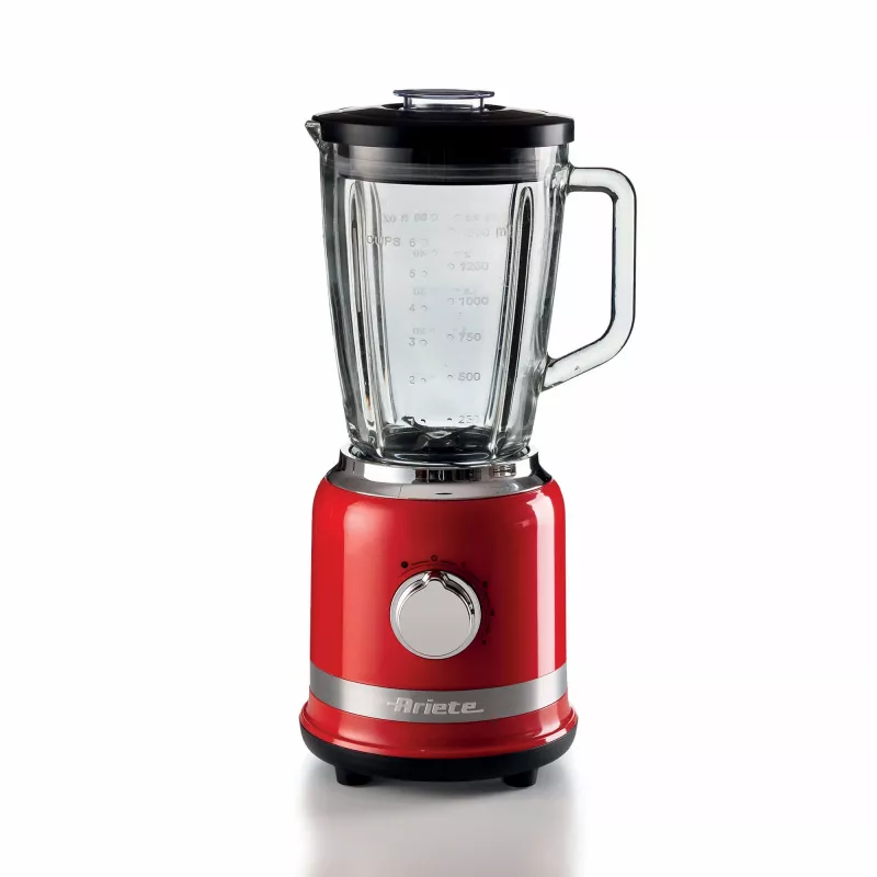 Ariete Moderna Raudonas blenderis su stikline taure, Stalo blenderis, 1,5 l, Pulso funkcija, Ledo smulkinimas, 1000 W, Raudona
