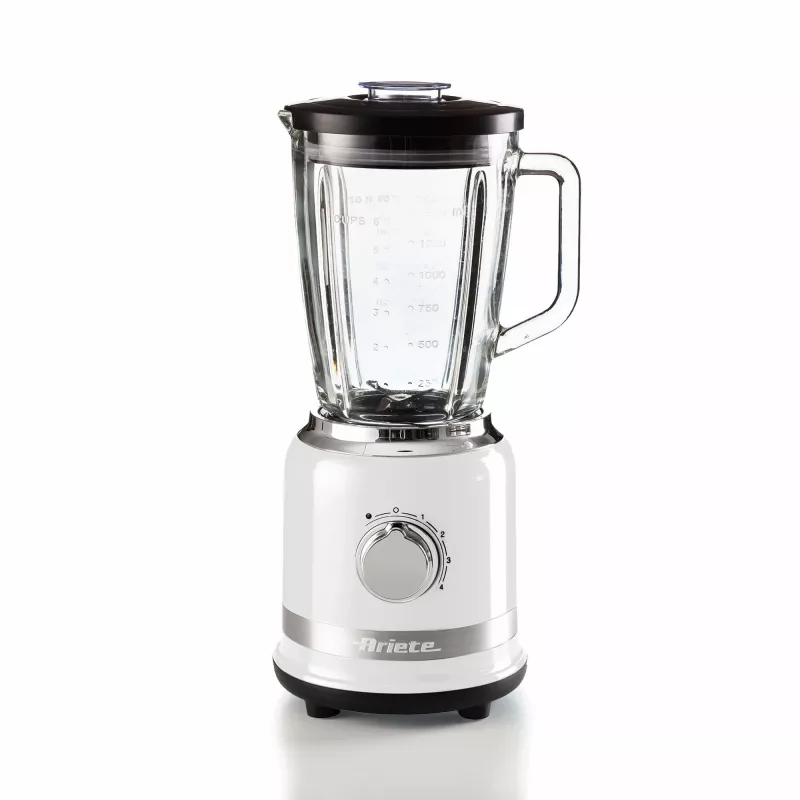 Ariete Moderna Baltas Blenderis su stikliniu indu, Stalo blenderis, 1.5 L, Pulse funkcija, Ledų smulkinimas, 1000 W, Baltas