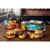 Ariete 205 Hamburger Maker Party Time, mėgėjiškas mėsainių kepimo aparatas, 1200 W, dvigubos nelimpančios plokštės, 2 skyriai, lengvai valomas, mėlynas