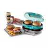 Ariete 205 Hamburger Maker Party Time, mėgėjiškas mėsainių kepimo aparatas, 1200 W, dvigubos nelimpančios plokštės, 2 skyriai, lengvai valomas, mėlynas