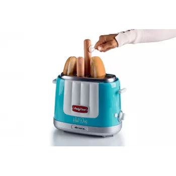 Ariete 206 Hot Dog Maker Party Time, 650 W, mėlyna, dešrainių kepimo aparatas, šviesiai mėlyna, 2 vnt., 650 W, 160 mm, 270 mm