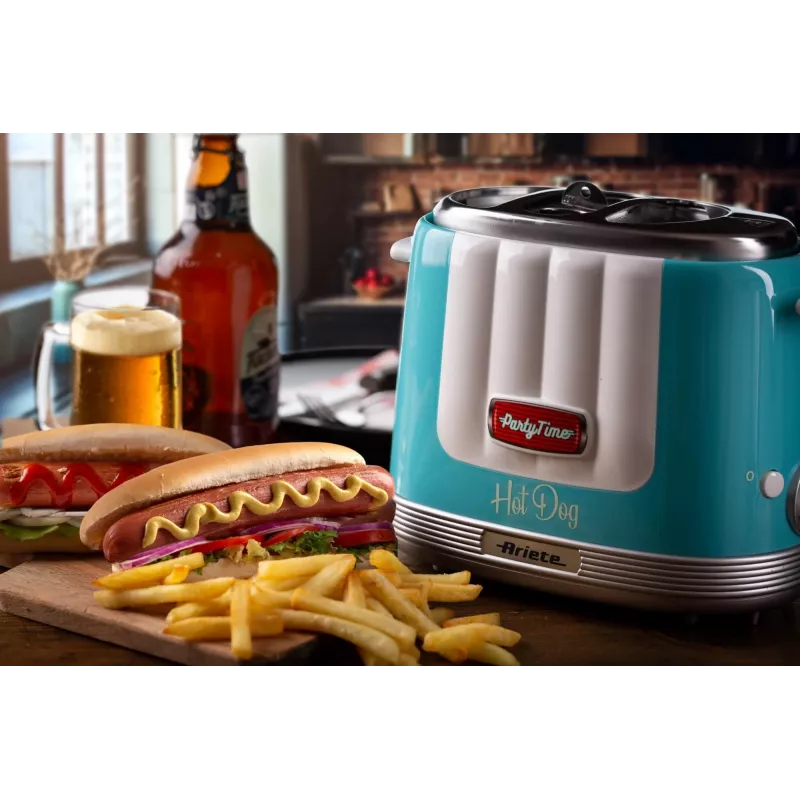 Ariete 206 Hot Dog Maker Party Time, 650 W, mėlyna, dešrainių kepimo aparatas, šviesiai mėlyna, 2 vnt., 650 W, 160 mm, 270 mm