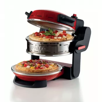 Ariete 927 Pizzeria dviguba picos orkaitė, 2 picos per 4 minutes, 2300 W, 2 ugniai atsparūs akmenys, 2 termostatai, skersmuo 32 cm, 5 kepimo lygiai, 2 nerūdijančio plieno mentelės, raudona