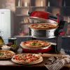 Ariete 927 Pizzeria dviguba picos orkaitė, 2 picos per 4 minutes, 2300 W, 2 ugniai atsparūs akmenys, 2 termostatai, skersmuo 32 cm, 5 kepimo lygiai, 2 nerūdijančio plieno mentelės, raudona