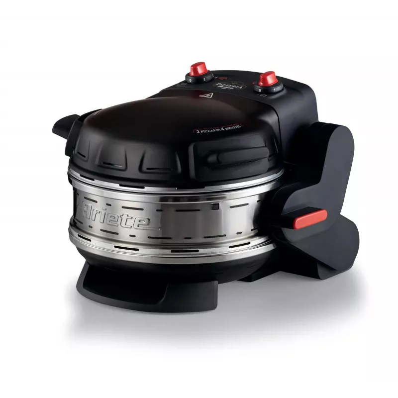 Ariete 927 Pizzeria dviguba pica orkaitė, 2 picos per 4 minutes, 2300 W, 2 ugniai atsparūs akmenys, 2 termostatai, skersmuo 32 cm, 5 kepimo lygiai, 2 nerūdijančio plieno mentelės, Raudona
