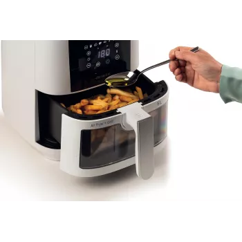 Ariete 4626 Oro gruzdintuvė Airy Fryer 6L, 1300 W, 6 L talpa, 2,5 kg kepimo talpa, 8 išankstinių programų, temperatūra iki 200°, permatomas krepšelis, juoda