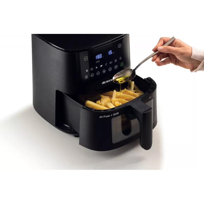 Ariete 4633, Oro gruzdintuvė 4L, 1400W, Talpa 4L, 9 programų, Shake ir Grill funkcijos, Temperatūra iki 200°C, Juoda