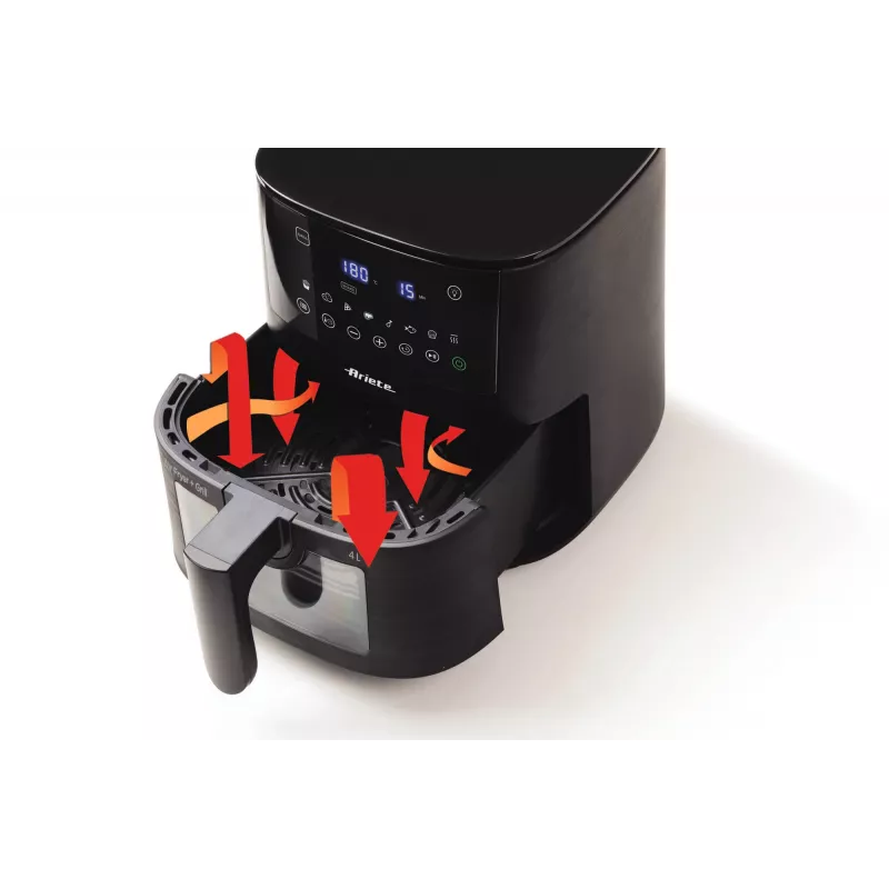 Ariete 4633, Oro gruzdintuvė 4L, 1400W, Talpa 4L, 9 programų, Shake ir Grill funkcijos, Temperatūra iki 200°C, Juoda