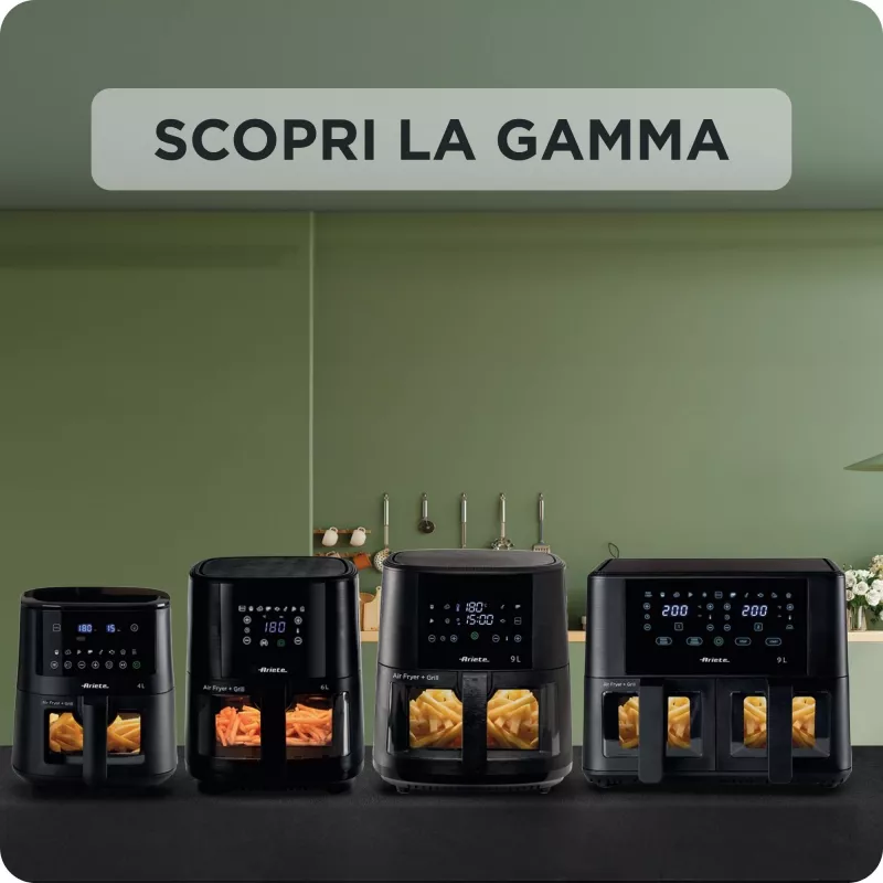 Ariete 4633, Oro gruzdintuvė 4L, 1400W, Talpa 4L, 9 programų, Shake ir Grill funkcijos, Temperatūra iki 200°C, Juoda