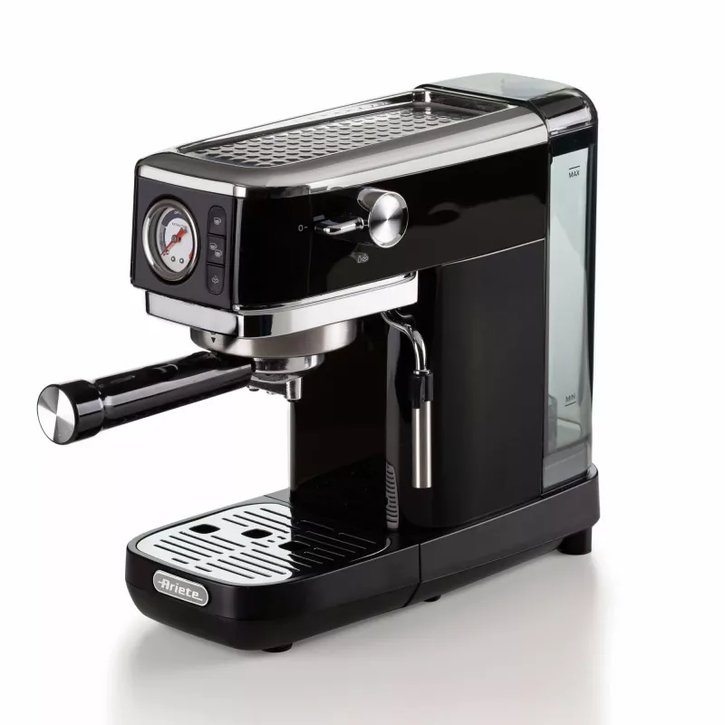 Ariete 1381 kavos aparatas su manometru, tinka maltai kavai ir ESE kapsulėms, 1300 W, 1,1 L talpa, 15 barų slėgis, ½ puodelio filtras, kapučino įtaisas, juodas