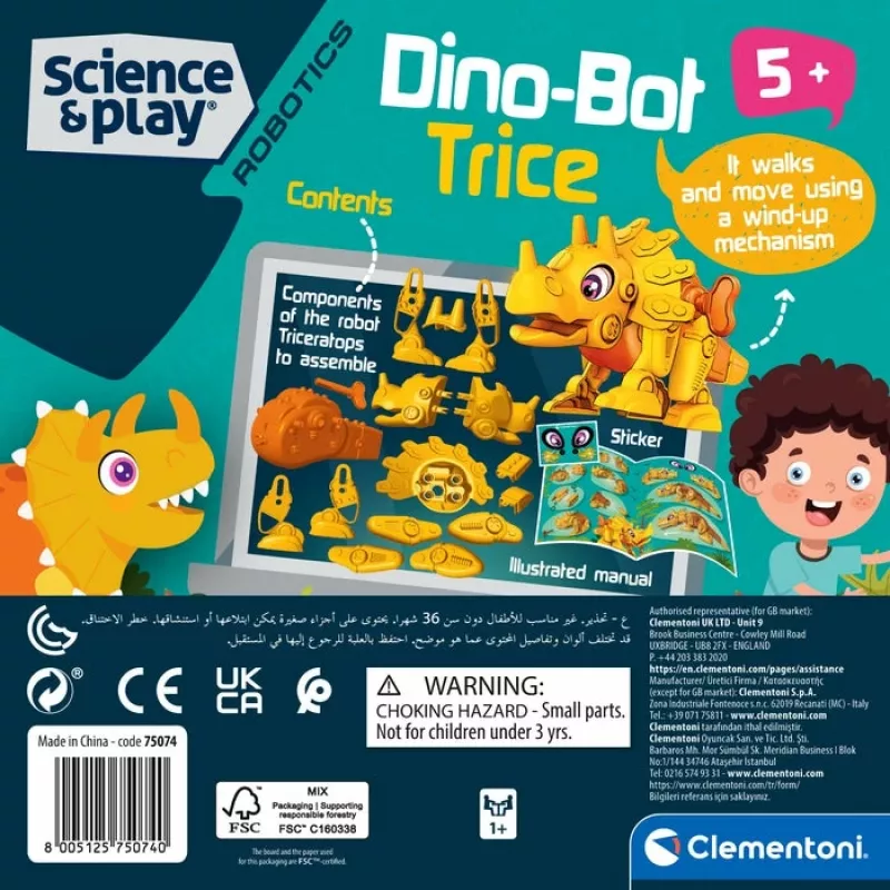 Clementoni Dino Bot Triceratops Junior – robotinis dinozauras, 5 m.