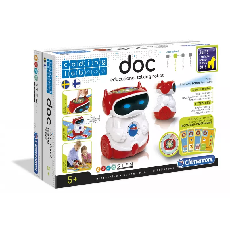 Clementoni DOC – Kalbantis mokomasis robotas, programuojamas, 5 m., raudonas, baltas