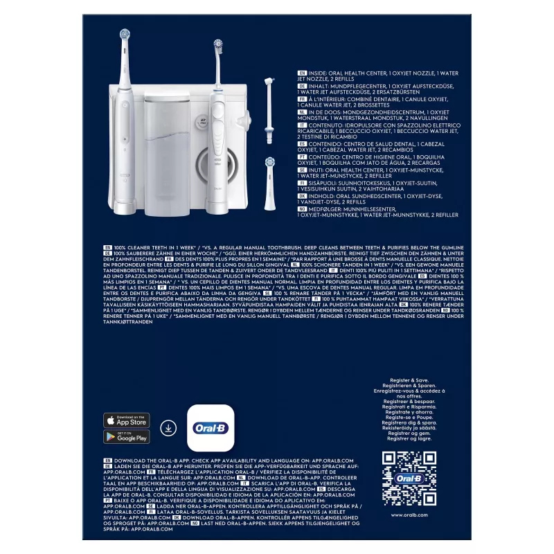 Oral-B iO4 & OxyJet burnos priežiūros centras, baltas