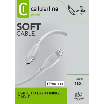 Cellularline Soft Cable 120 cm – USB-C į Lightning minkšto prisilietimo laidas