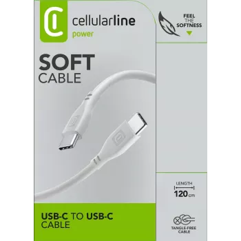 Cellularline Soft Cable 120 cm USB-C į USB-C minkšto prisilietimo laidas