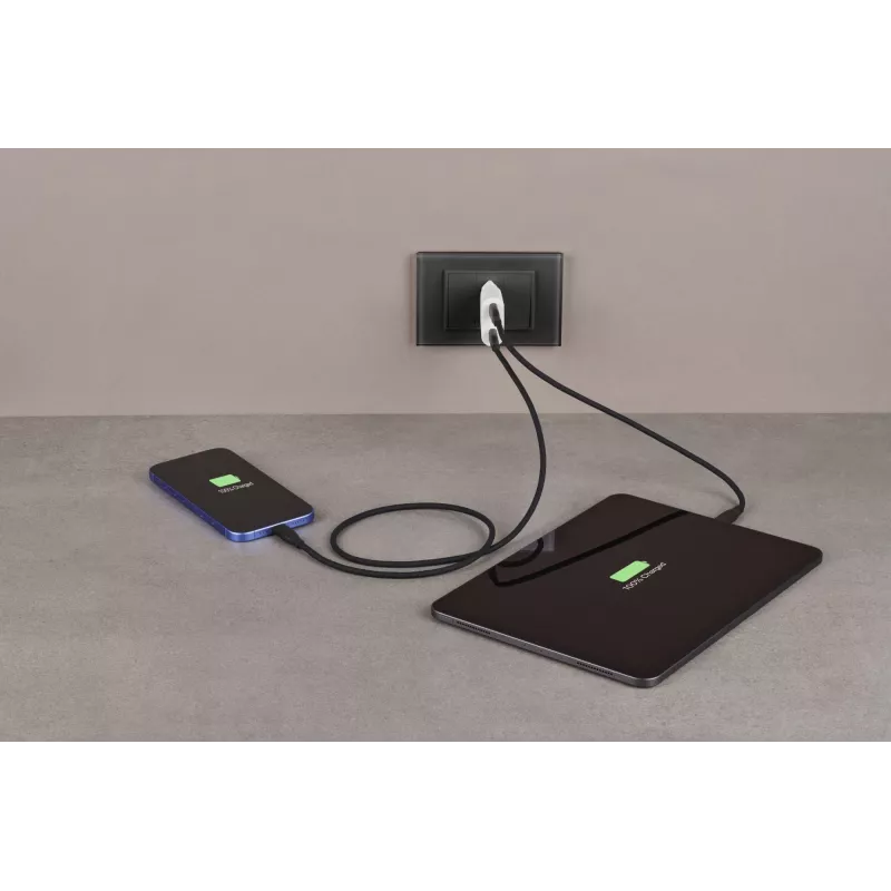 Cellularline GAN sieninis įkroviklis 2xUSB-C 30W PD su GaN technologija