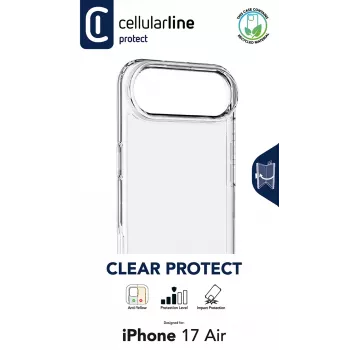 Cellularline Clear Protect – kietas iPhone dėklas su guminiais kraštais