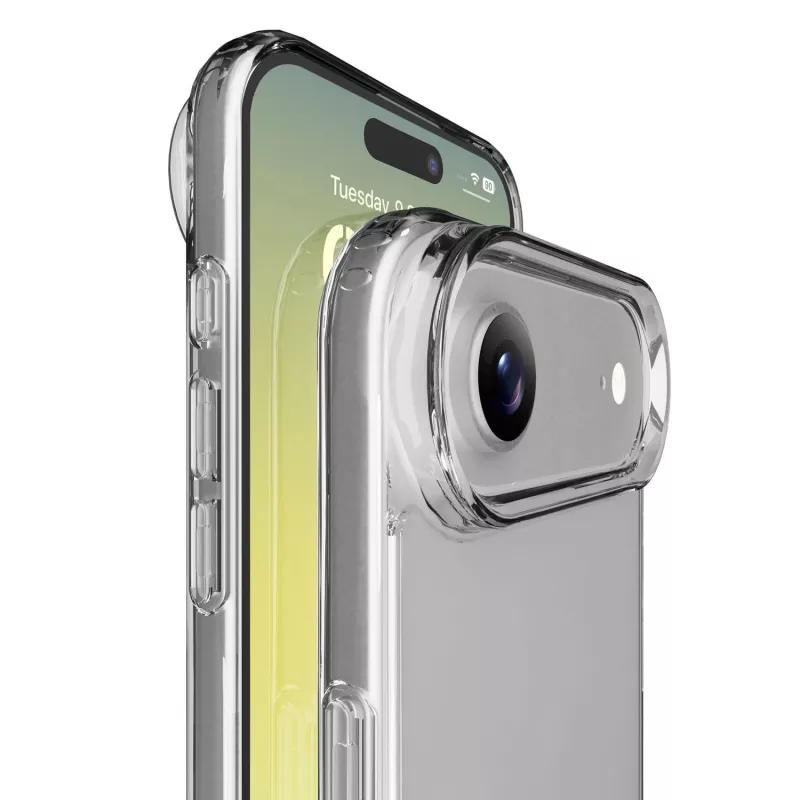 Cellularline Clear Protect – kietas iPhone dėklas su guminiais kraštais