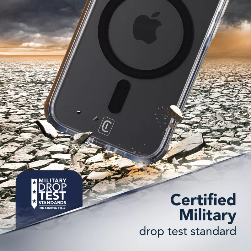 Cellularline Clear Protect – kietas iPhone dėklas su guminiais kraštais