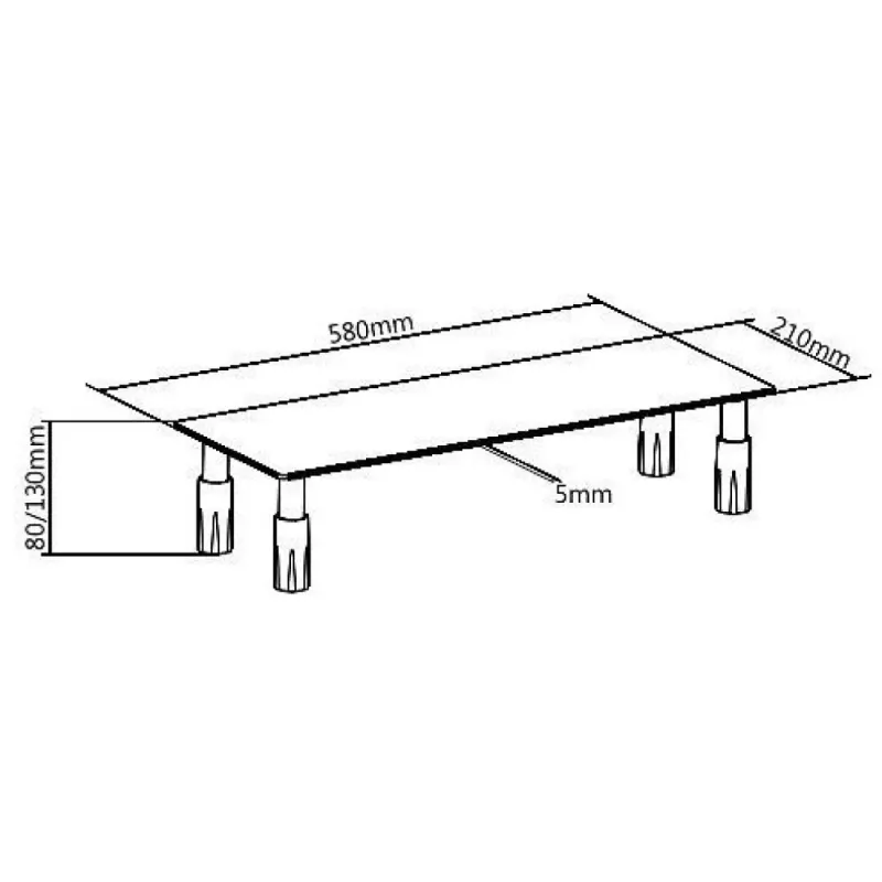 Techly stiklinis stovas monitoriui / nešiojamam kompiuteriui, laisvai pastatomas, 20 kg, 33 cm (13 col.), 81,3 cm (32 col.), aukščio reguliavimas, permatomas