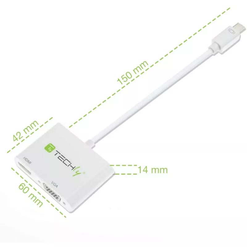 Techly Mini DisplayPort į HDMI/VGA adapteris, 0,15 m