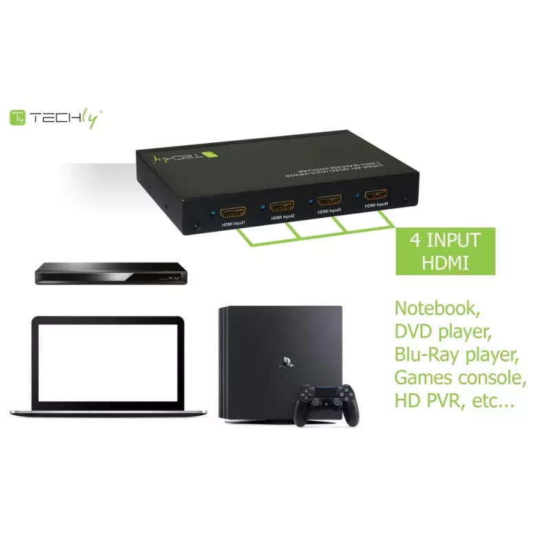 Techly HDMI 4x1 Multivizorius su vientisu perjungimu