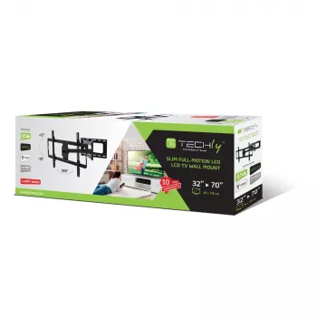 Techly plonas sieninis laikiklis televizoriui 32-70 colių LCD LED juodas, 81,3 cm (32 inch), 177,8 cm (70 inch), 45 kg, 600 x 400 mm, -10 - 5°