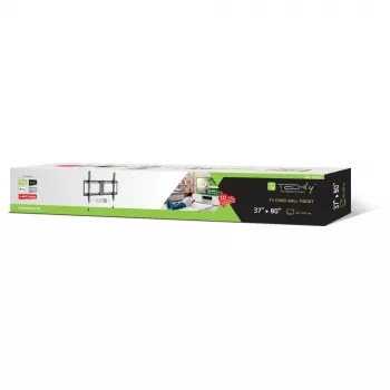 Techly fiksuotas sieninis laikiklis televizoriui 37-80 colių, 70 kg, VESA 200x200-600x400 mm, juodas