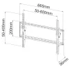 Techly fiksuotas sieninis laikiklis LED TV LCD 40-65 colių, 165,1 cm (65 col.), 200 x 200 mm, 600 x 400 mm, -12 - 0°, metalinis, juodas