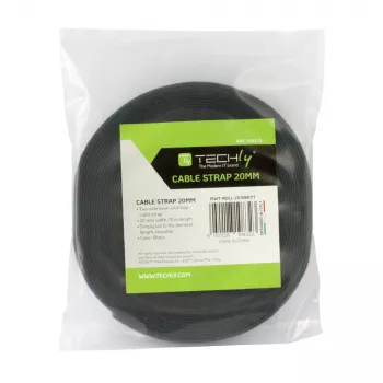 Techly Velcro ritinėlis kabelių tvarkymui 10m ilgio 20mm pločio juodas