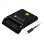 Techly kompaktiškas išmaniosios kortelės skaitytuvas/rašytuvas USB-C™ baltas, USB 2.0, 1,5 m, juodas, 102 g
