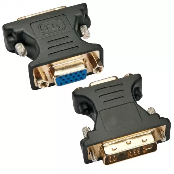Techly DVI vyriškas / VGA moteriškas analoginis vaizdo adapteris juodas, DVI-A, VGA