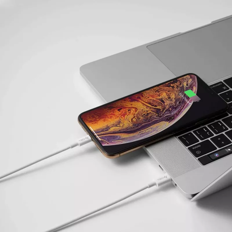 Techly įkrovimo ir sinchronizavimo laidas USB-C į Lightning 1 m baltas