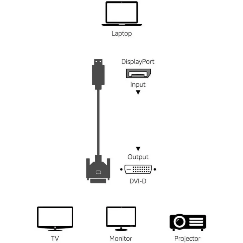 Techly ICOC DSP-C12-030P vaizdo kabelio adapteris 3 m DisplayPort DVI-D Juoda