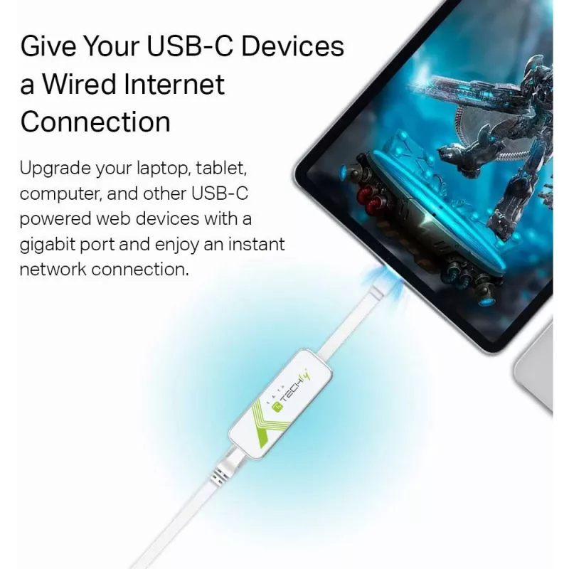 Techly USB 3.1 Type-C į RJ45 Gigabit Ethernet adapteris, baltas