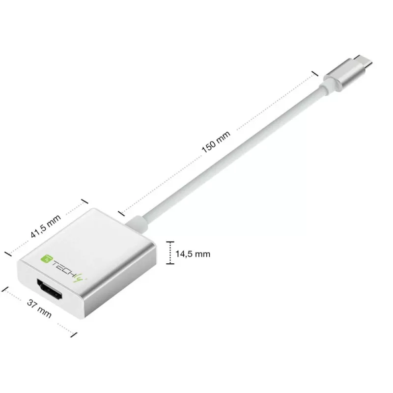 Techly USB 3.1 Type C į HDMI 1.4 adapteris, 3.2 Gen 2 (3.1 Gen 2), USB Type-C, HDMI išvestis