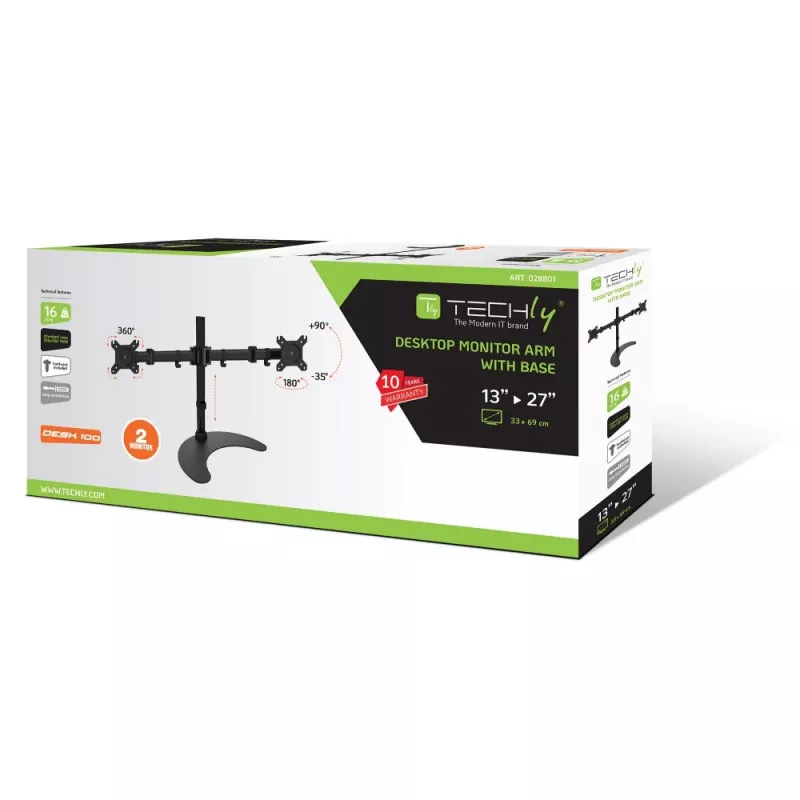 Techly stovas dviems monitoriams 13-27 colių su pagrindu a.400mm ICA-LCD 3410 juodas
