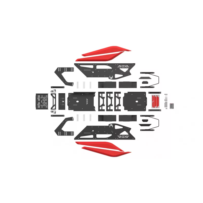 Res-Tech GT COCKPIT RED MATT lenktynių kėbulas, juodas/raudonas, ABS, aliuminis, 1580 mm, 650 mm, 52 kg