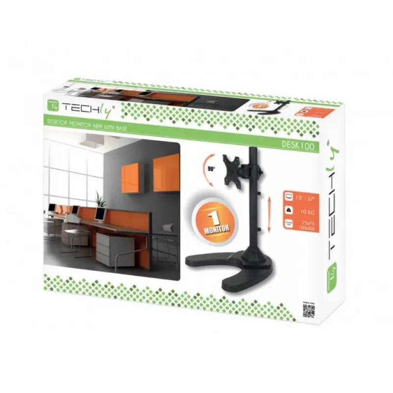 Stalinis monitoriaus stovas Techly ICA-LCD 3500, 13–27 colių, su pagrindu