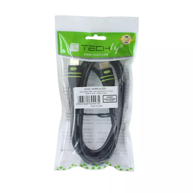 Techly 2m HDMI laidas su Ethernet ir ferito žiedu A/A M/M ICOC HDMI-FR-020