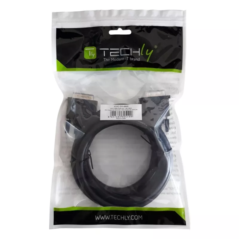 Techly DVI-I laidas monitoriui analoginis/digitalinis M/M Dual Link 1,8 m (DVI-8900)