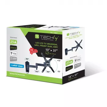 Techly ICA-LCD 2102 LED TV LCD sieninis laikiklis su pakreipimu, 3 jungtimis, juodas