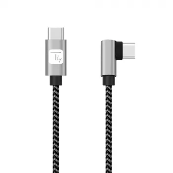 Techly USB-C vyriškas 2.0 / USB-C vyriškas lenktas 3A 1 m aliumininis laidas