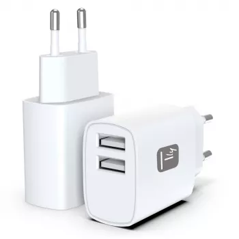 Techly IPW-USB-12W2A mobiliojo įrenginio įkroviklis – baltas, AC, 2×USB-A, 12 W