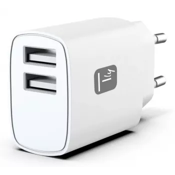 Techly IPW-USB-12W2A mobiliojo įrenginio įkroviklis – baltas, AC, 2×USB-A, 12 W