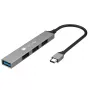 Techly IUSB32-HUB4C-3U2SLS USB 3.2 tipo C stotelė su 4 USB-A prievadais, pilka