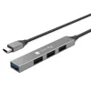 Techly IUSB32-HUB4C-3U2SLS USB 3.2 tipo C stotelė su 4 USB-A prievadais, pilka