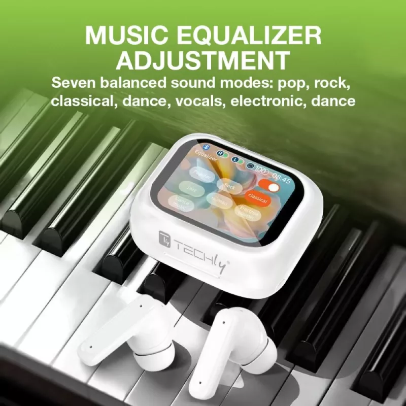Techly ICC SB-BLT08W belaidės ausinės True Wireless Stereo (TWS) į ausis Skambučiai/Muzika Bluetooth Baltos